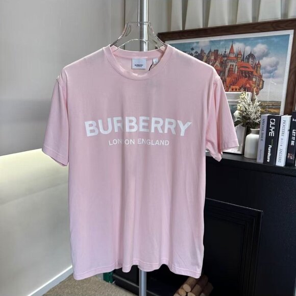 NWT Burberry Logo Print Cotton T-shirt in Alabaster Pink